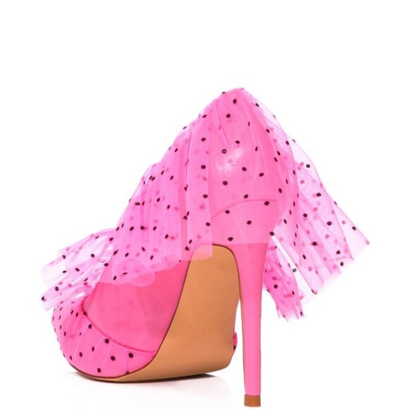 AZALEA WANG " PERFECTED PERSONIFIED " TULLE POLKA DOT /  PINK  (BRAND NEW !!!!! - Picture 3 of 7